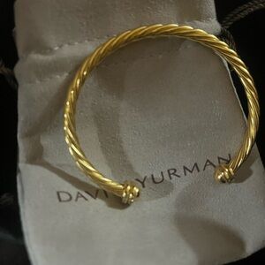David Yurman Twisted Gold 4mm helena bracelet 18k yellow gold with diamonds